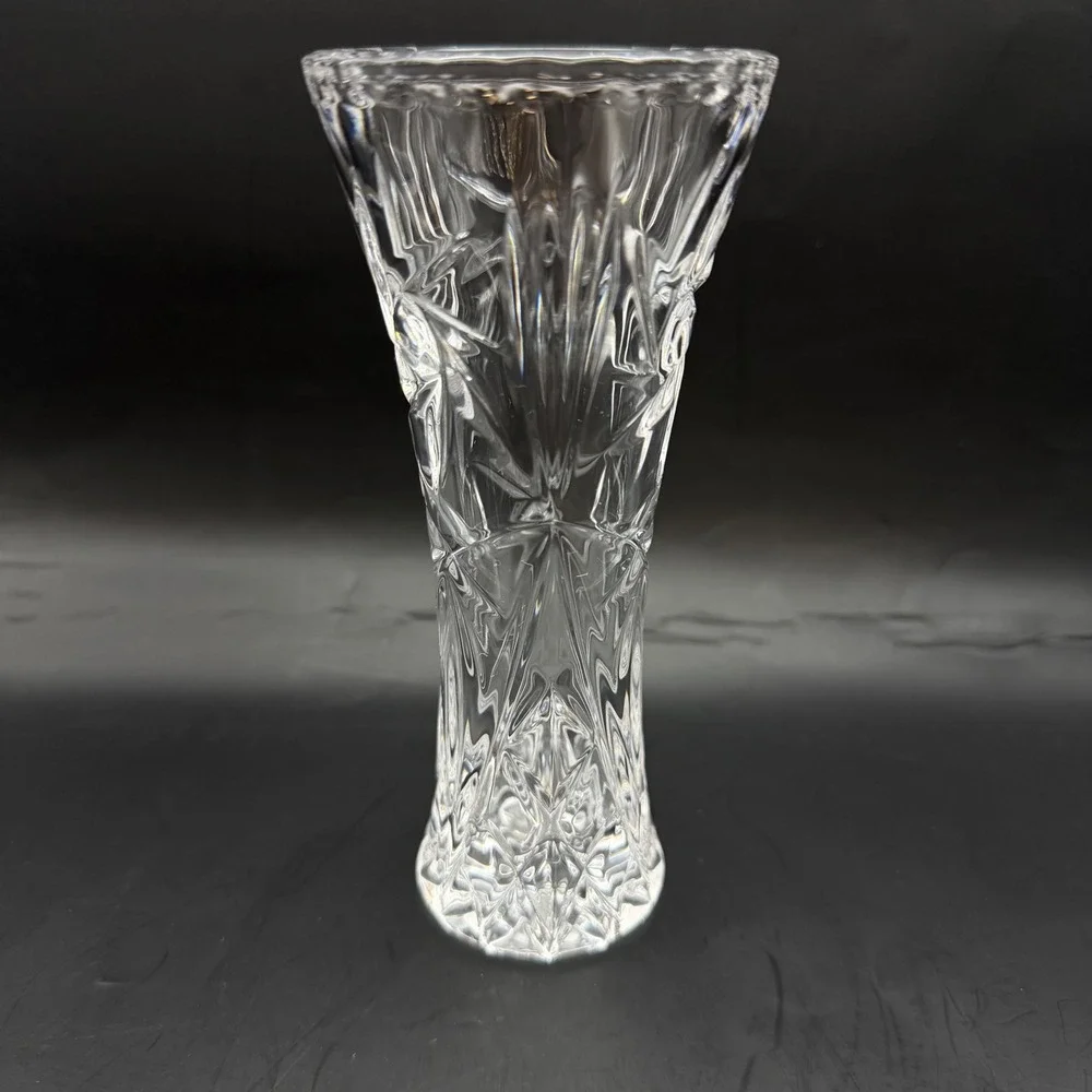 Vtg Cut Lead Crystal Vase Trumpet‎ Shape Star Base Fan Pinwheel Starburst 6
